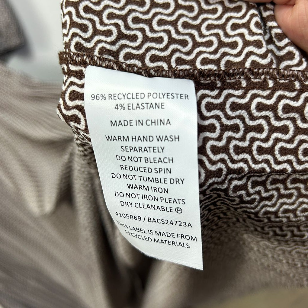 Basque Chocolate Geometric Print Dress - Size 20
