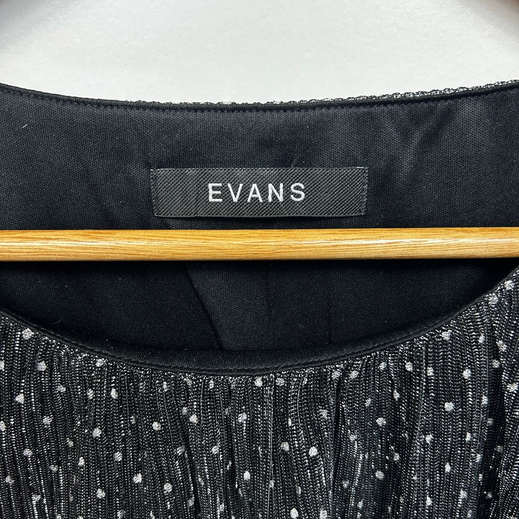 Evans Black Spot Mesh Sheer Sleeve Top - Size 22