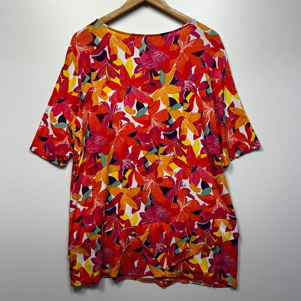 Blue Illusion Multicoloured Floral Top - Size 2L