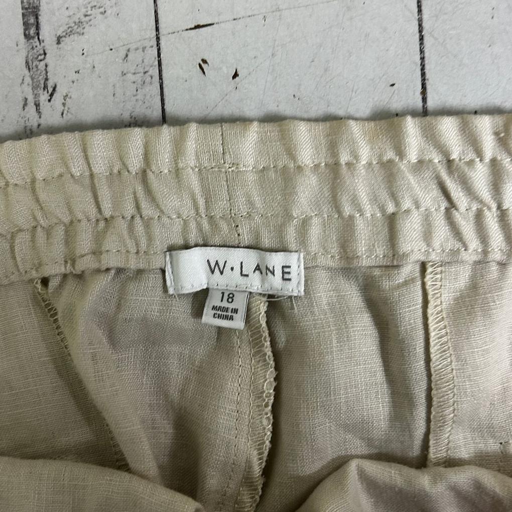 W.Lane Beige Linen Pants - Size 18