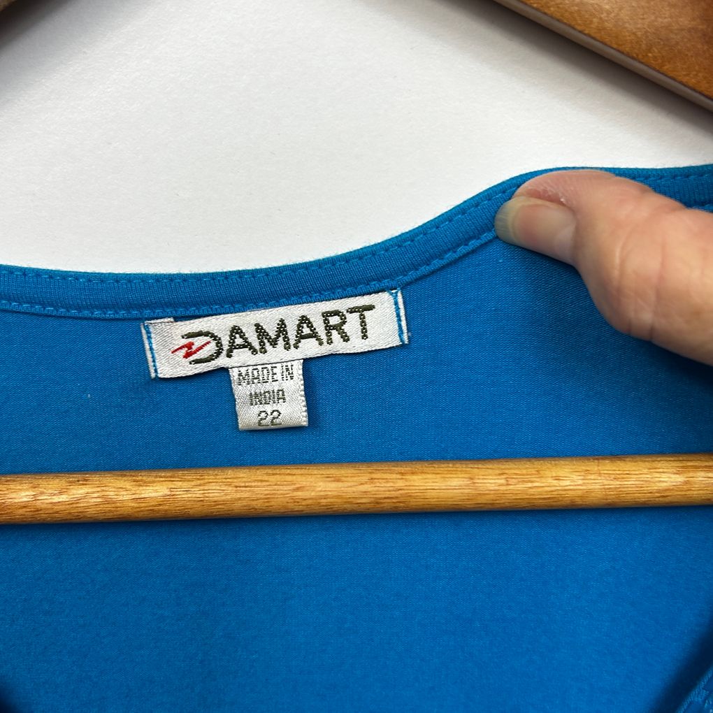 Damart Blue Plus Size Cotton Top - Size 22