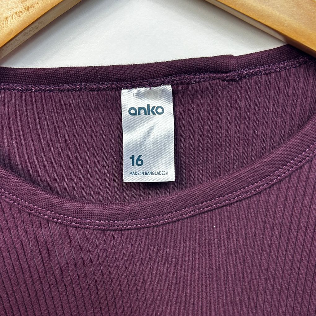 Anko Burgundy Cotton Top - Size 16