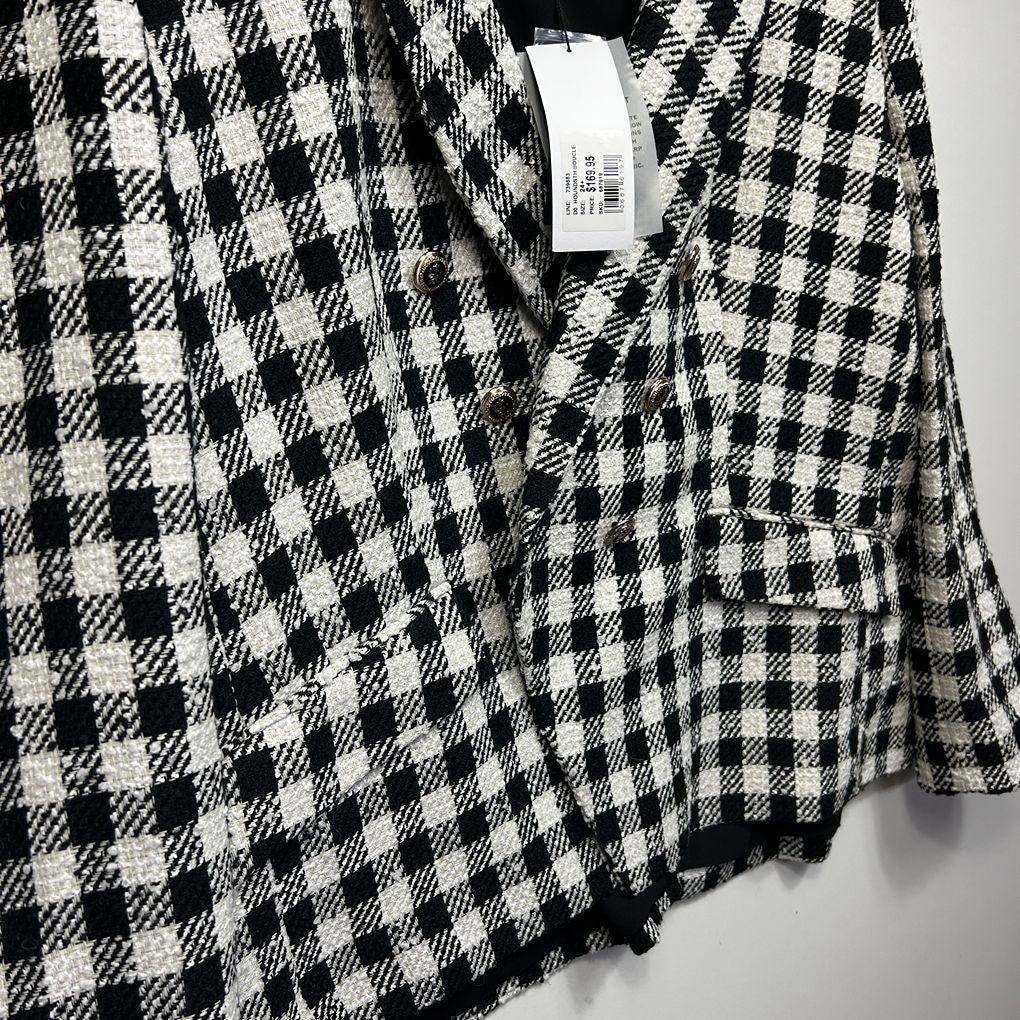 Portmans Curve Black White Check Jacket - Size 24