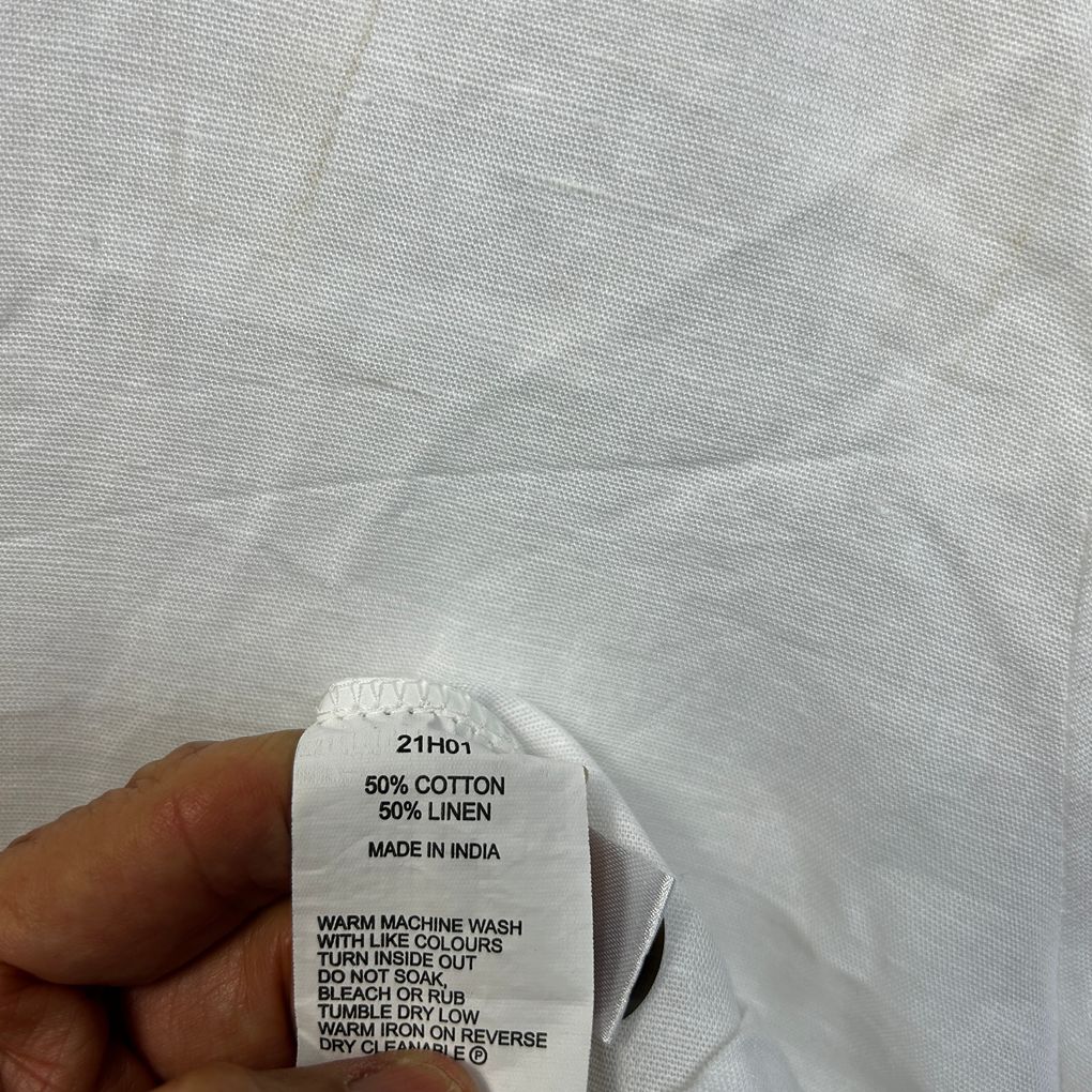 Established White Linen Collared Shirt - Size 16
