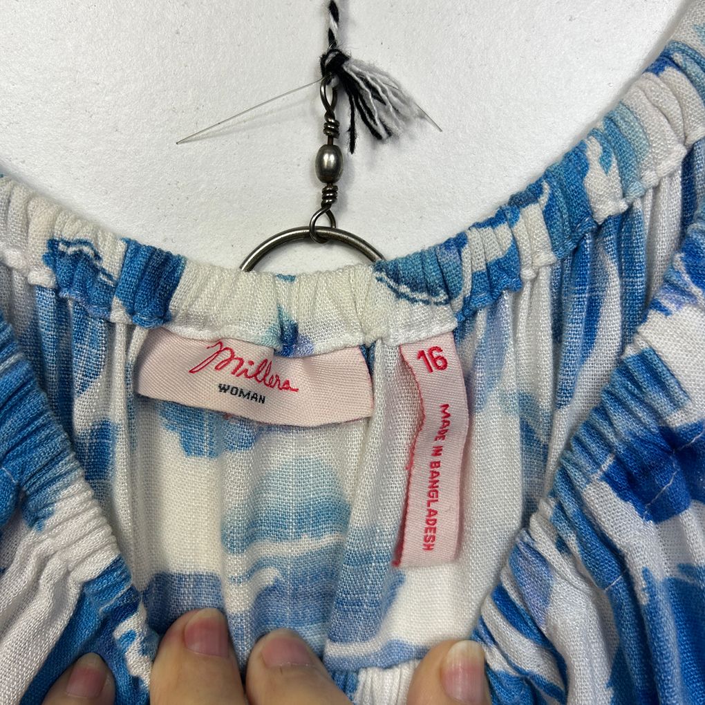 Millers Blue White Maxi Dress - Size 16