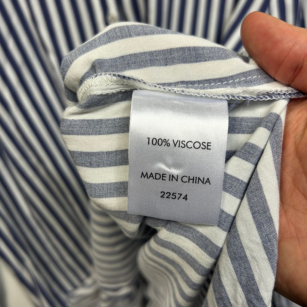 Suzanne Grae Navy Striped Plus Size Shirt - Size 18