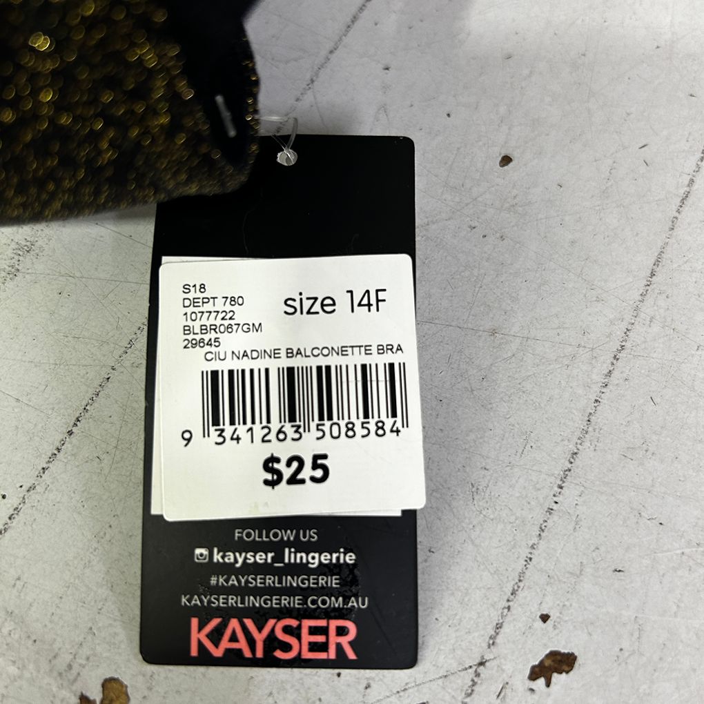 Kayser Black Bra - Size 14F