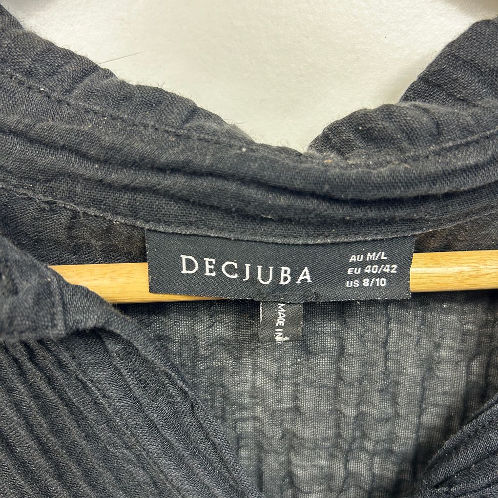 Decjuba Black Cotton Shirt Dress Coverup - Size M/L