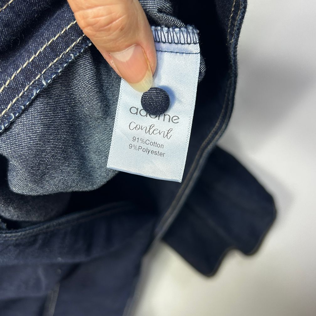 Adorne Navy Dark Wash Denim Cotton Top - Size 16
