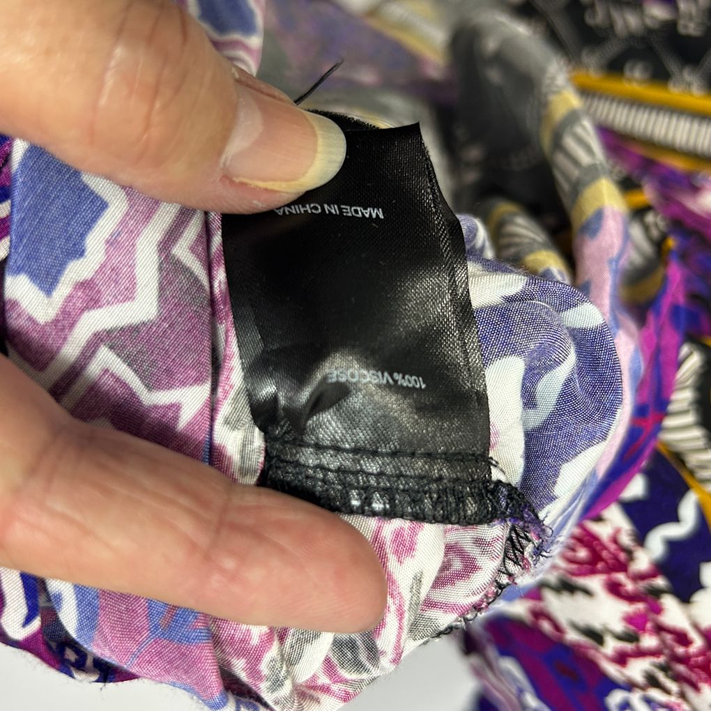 Taking Shape Purple Patchwork Print Top - Size 16