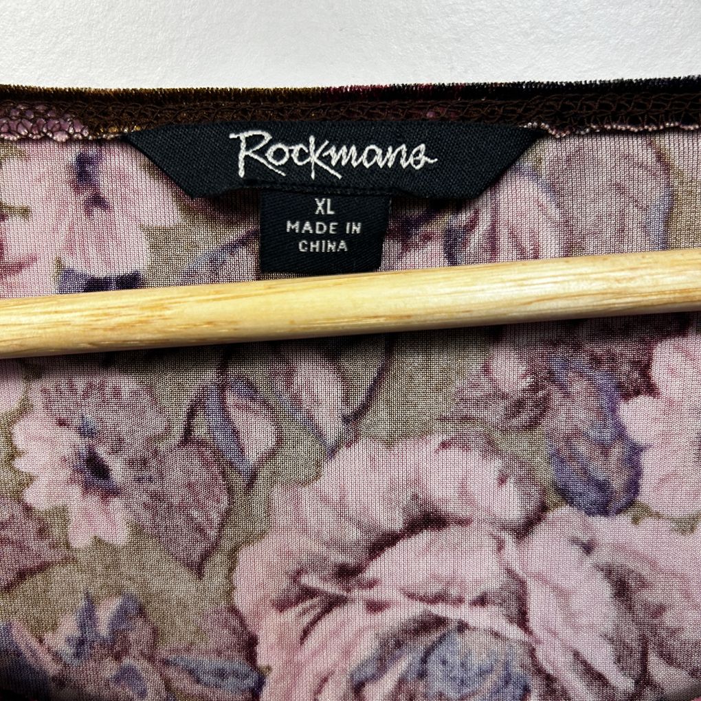 Rockmans Purple Velvet Floral Top - Size XL