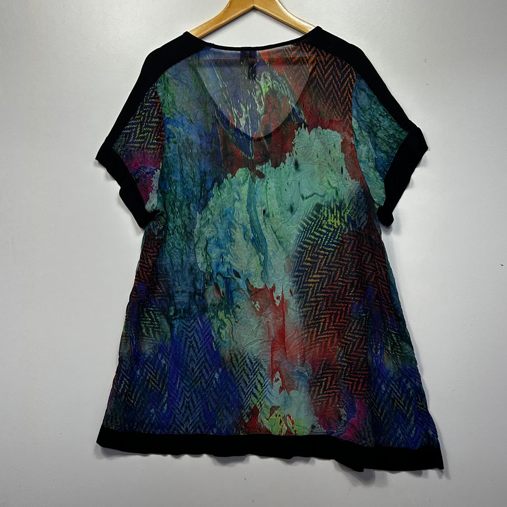 Taking Shape Multicoloured Print Top - Size 16