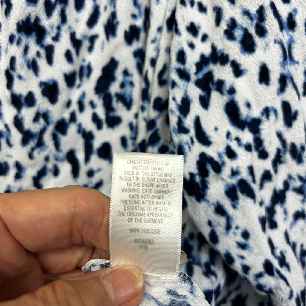 Witchery Blue and White Print Off Shoulder Top - Size 14