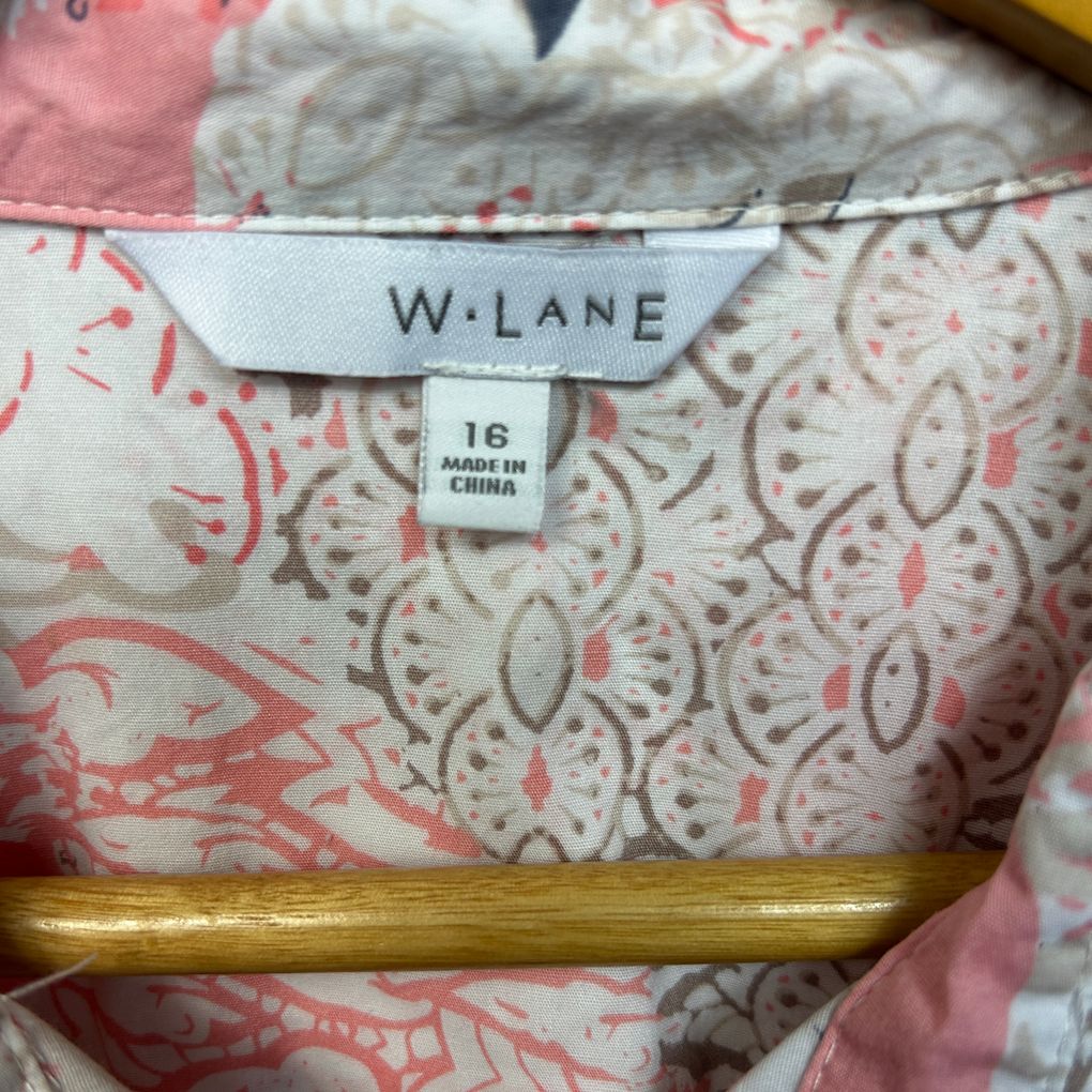 W.Lane Pink Floral Cotton Shirt - Size 16