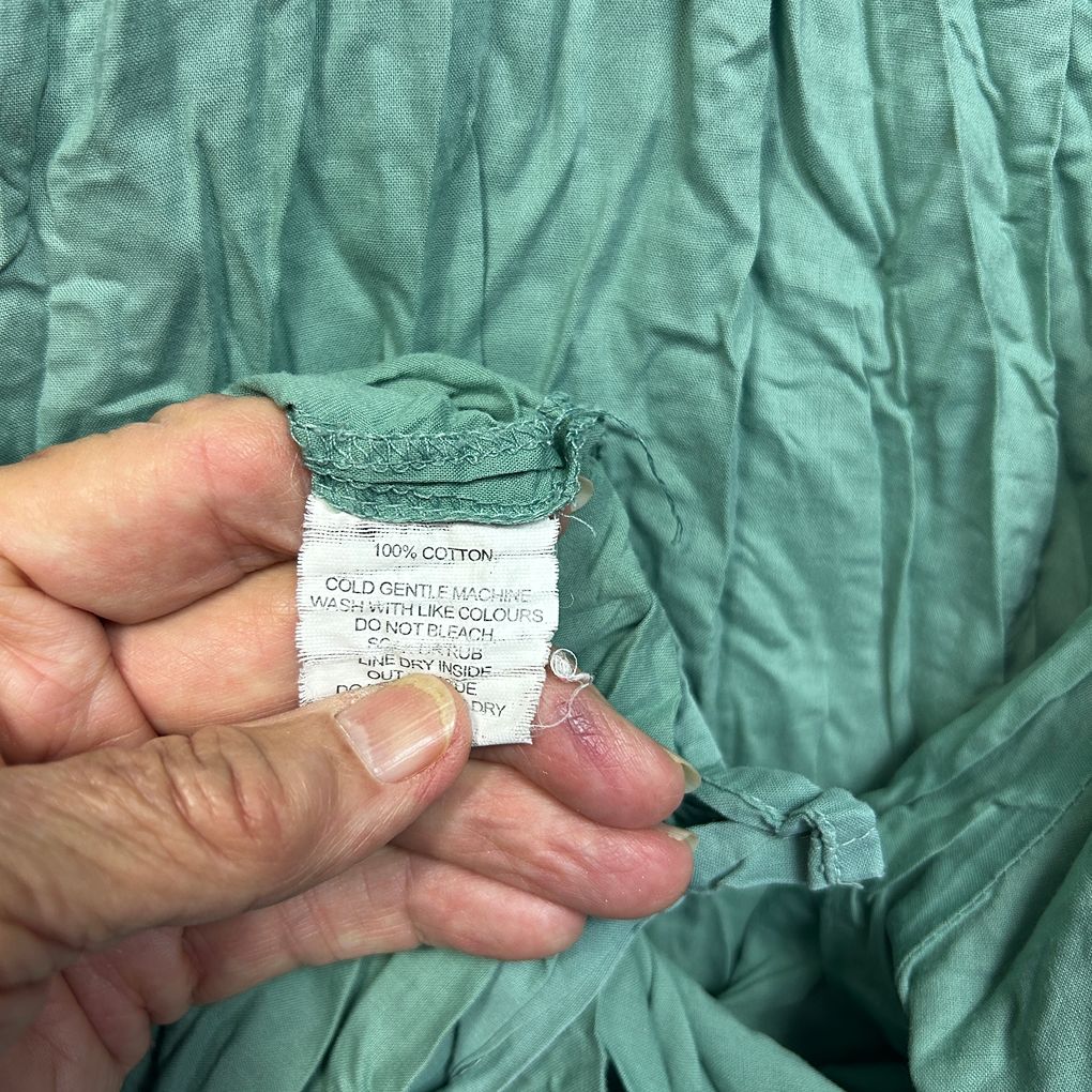 Nouvelle Green Crinkle Cotton Top - Size 24