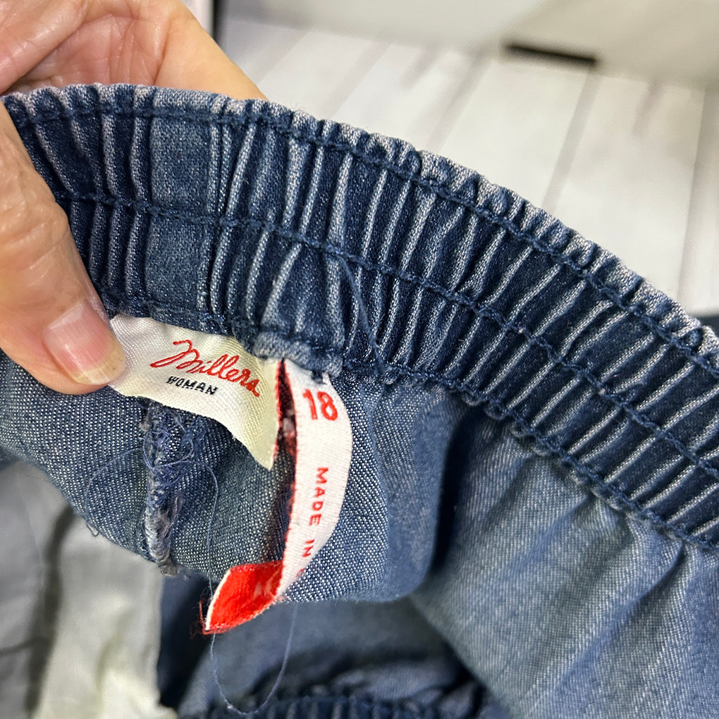 Millers Blue Denim Pull On Jeans - Size 18