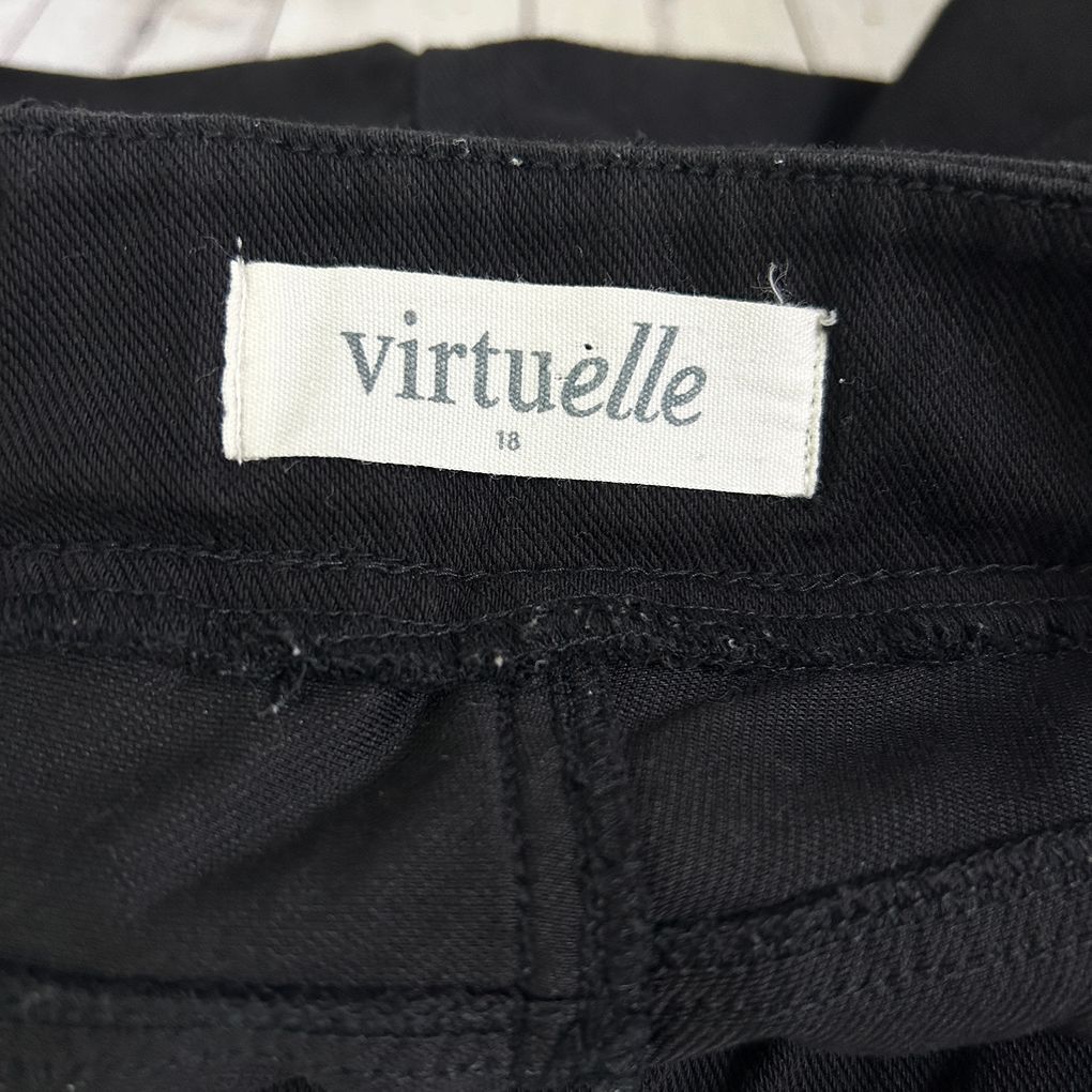 Virtuelle Black Cotton Pants - Size 18