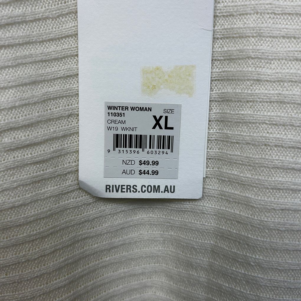 Rivers Cream Jumper - Size XL