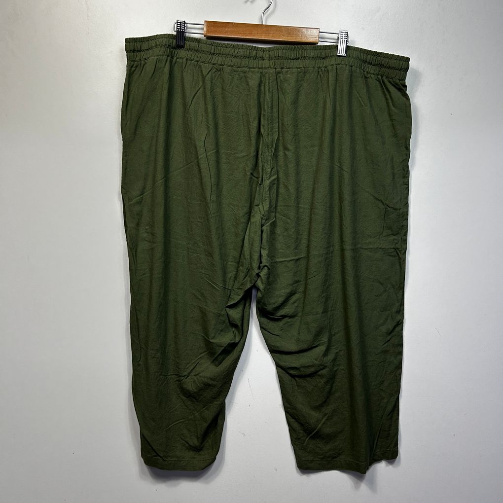 Suzanne Grae Olive Green Plus Size Linen Cropped Pants - Size 24