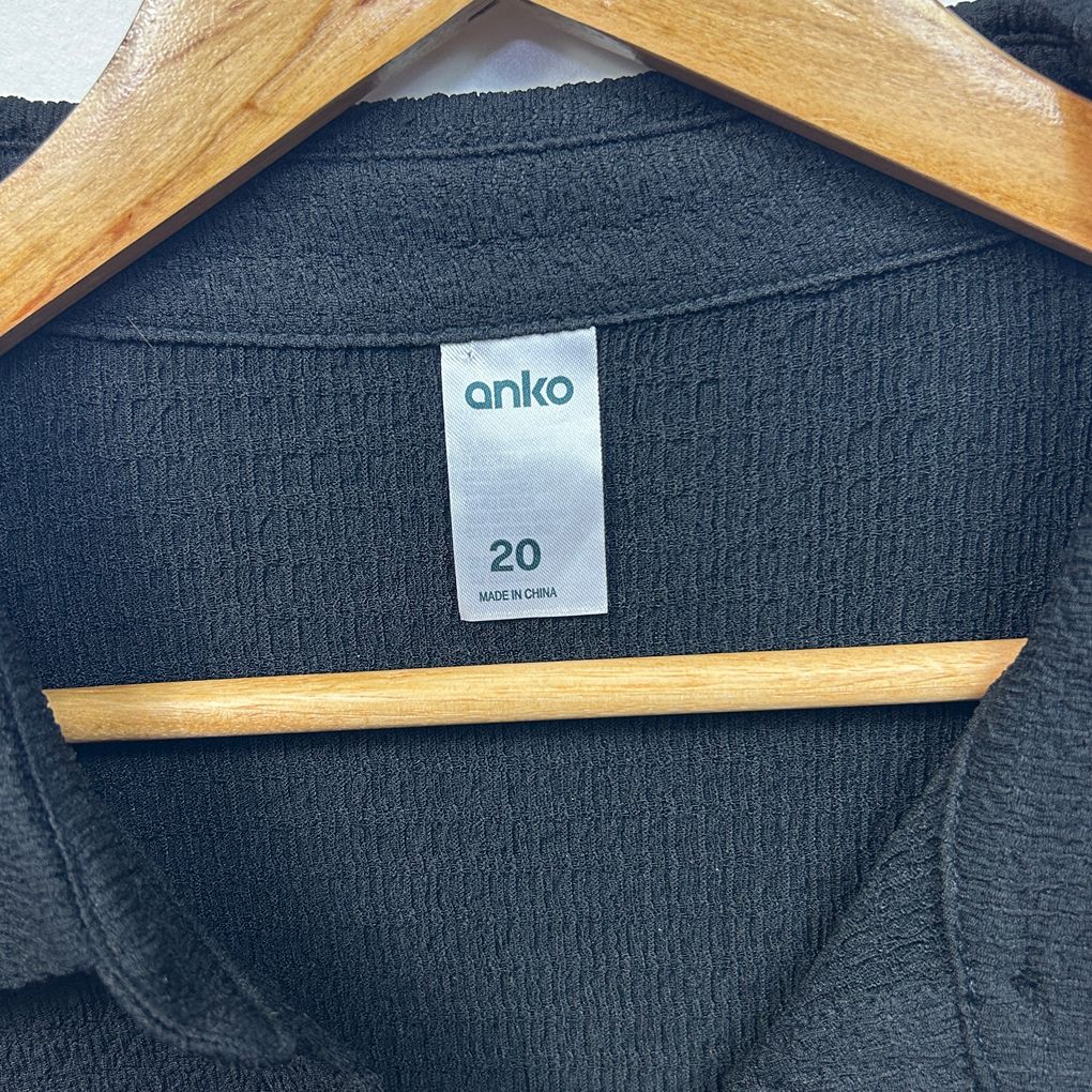 Anko Black Button Up Plus Size Textured Shirt - Size 20