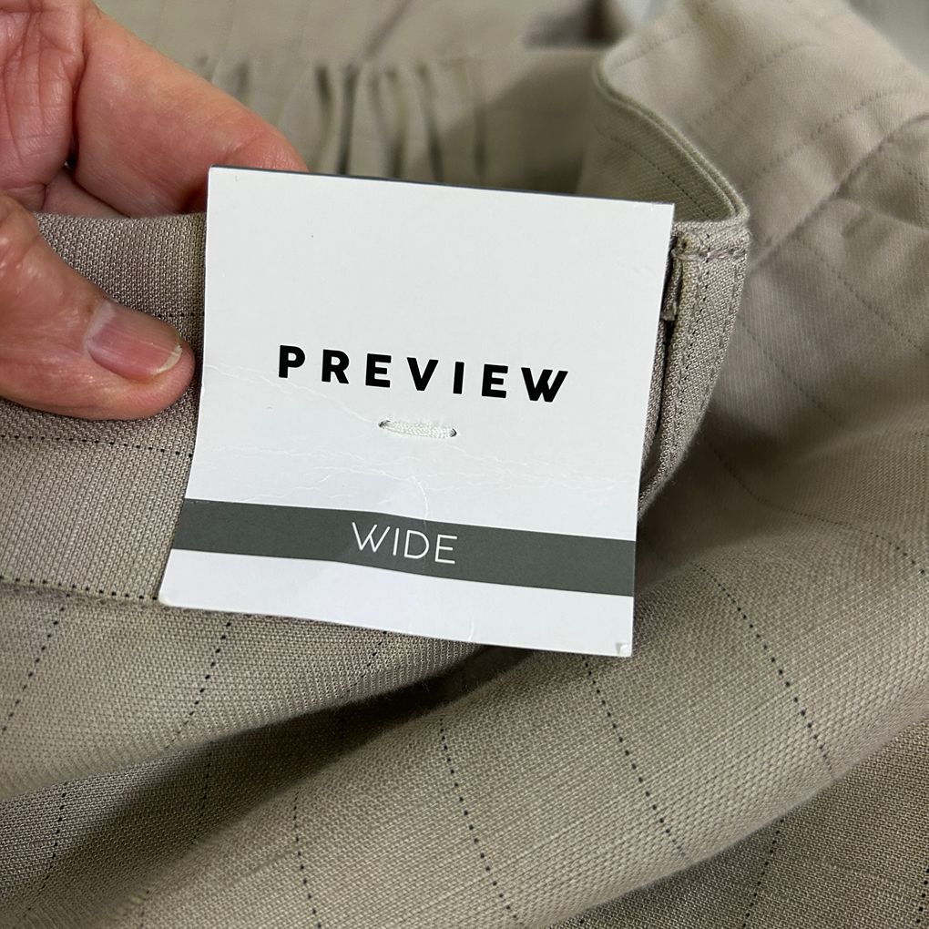 Preview Beige Pinstripe Linen Wide Leg Pants - Size 18