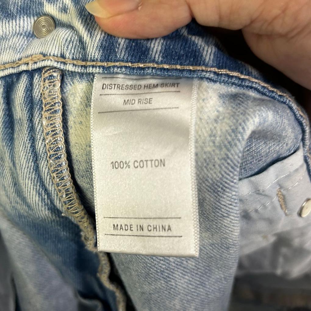 Just Jeans Mid Rise Distressed Hem Cotton Denim Skirt - Size 16