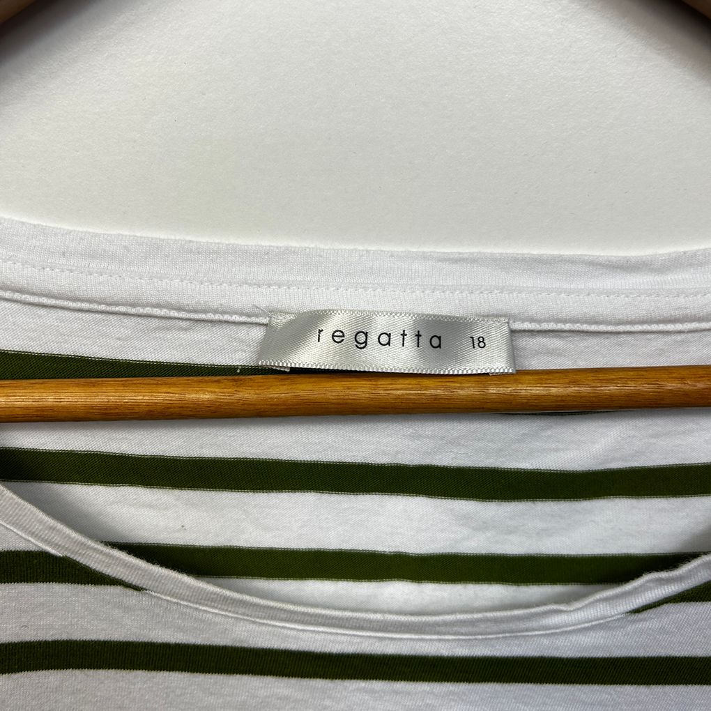 Regatta Green & White Striped Cotton Top - Size 18