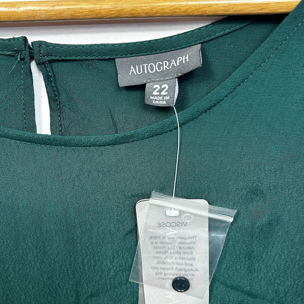 Autograph Green Short Sleeve Dress - Size 22