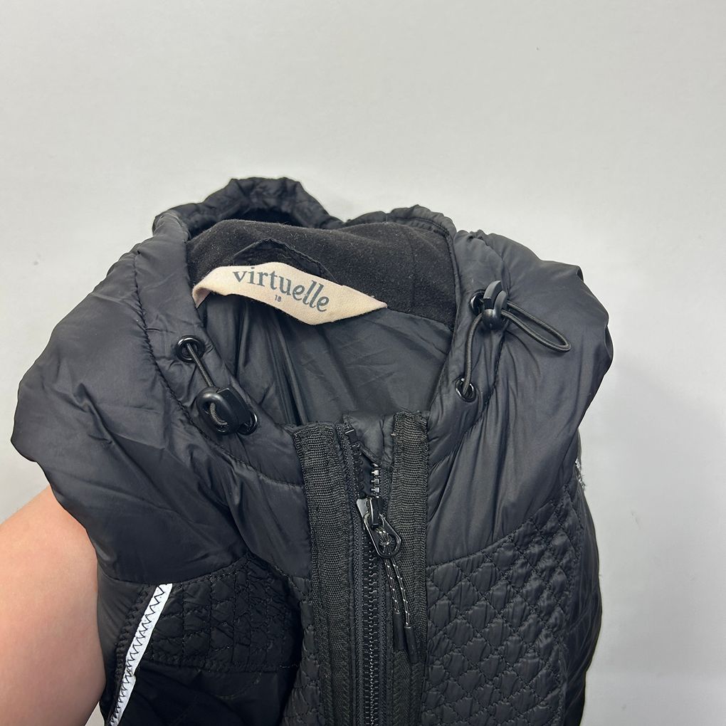 Virtuelle Black Plus Size Quilted Hooded Jacket - Size 18