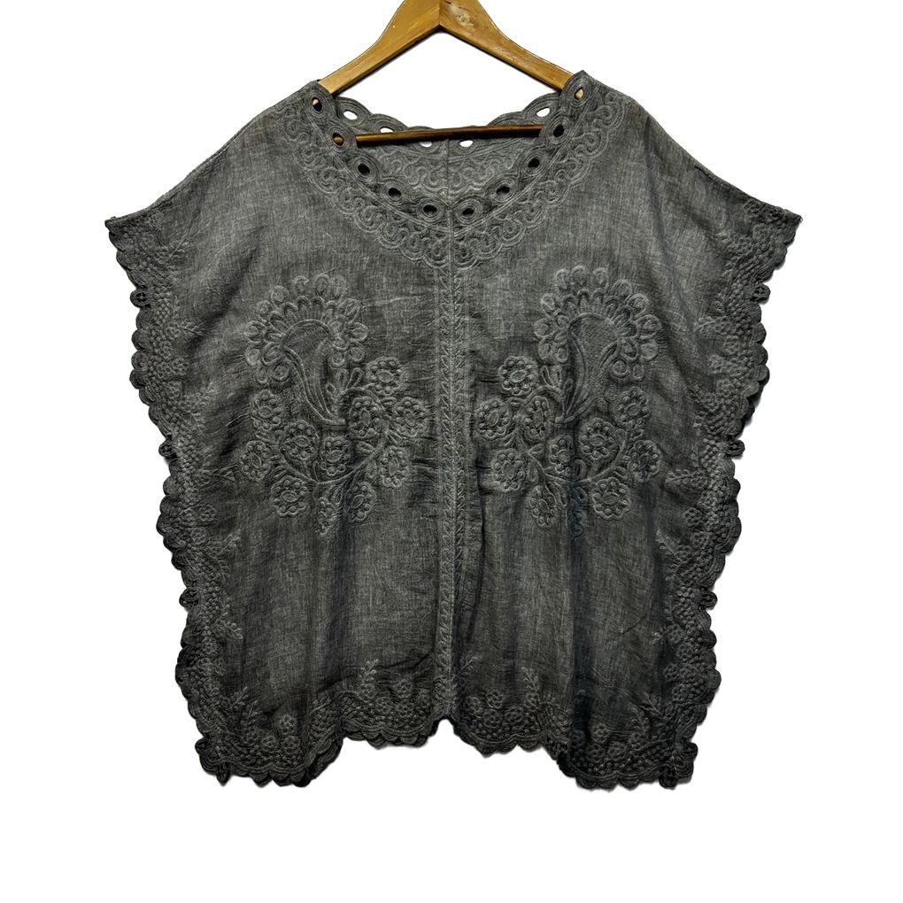 Grey Embroidered Top - One Size