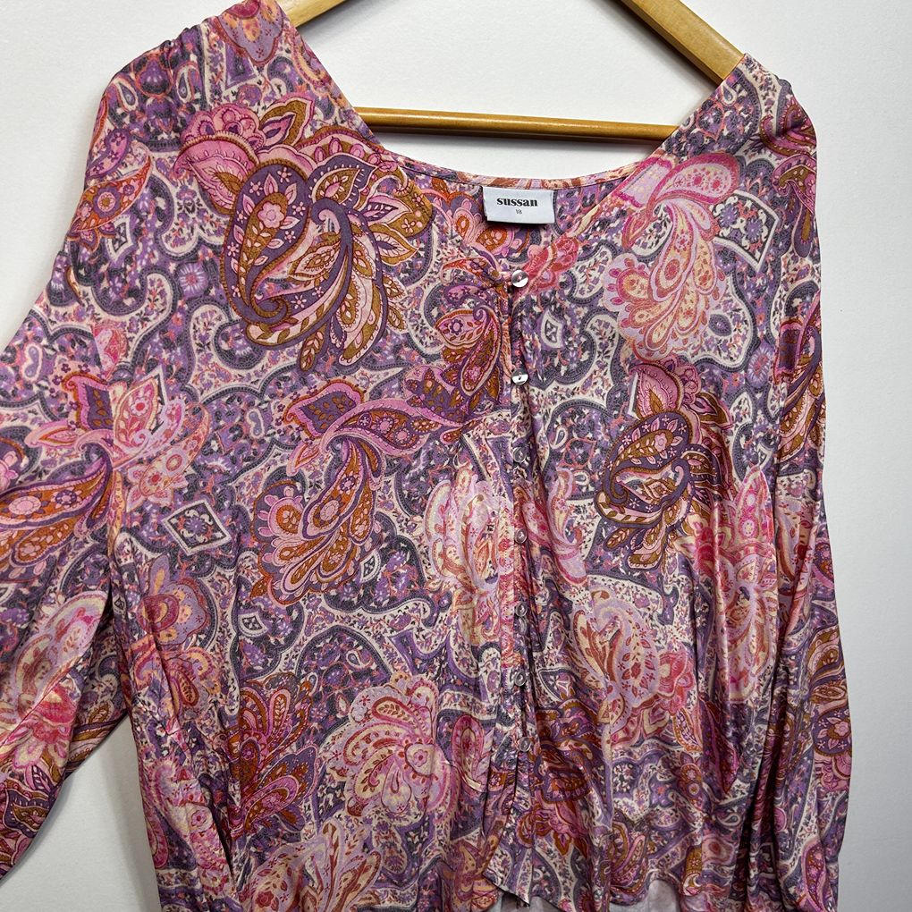 Sussan Pink Paisley Plus Size Top - Size 18