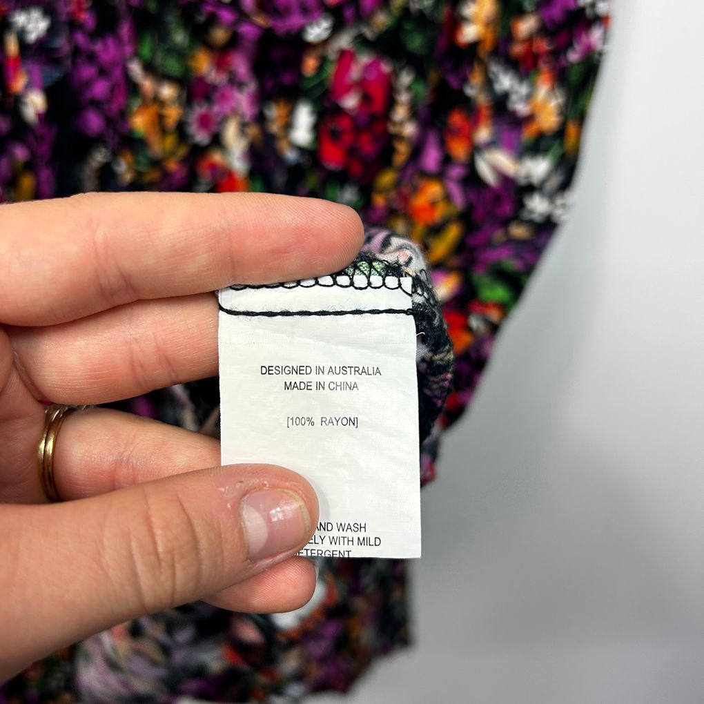 Label of Love Black Floral Midi Dress - Size L