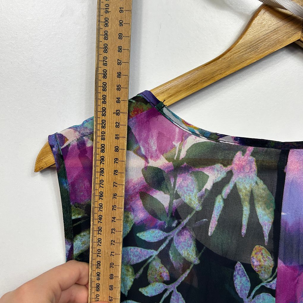 Taking Shape Purple Floral Sheer Tunic Top - Size 16/18