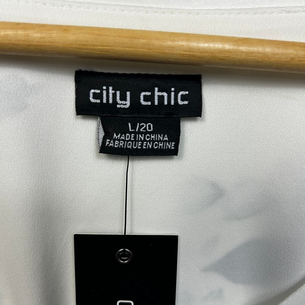 City Chic White Floral Top - Size 20