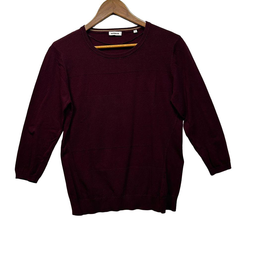 Marcs Burgundy Cotton Knit Jumper - Size L