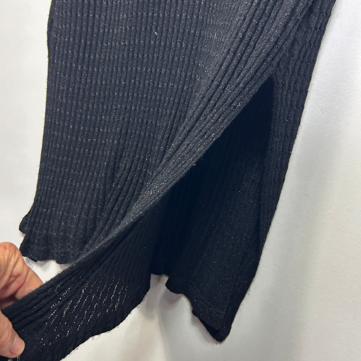 Estelle Black Plus Size Metallic Knit Maxi Skirt - Size 20