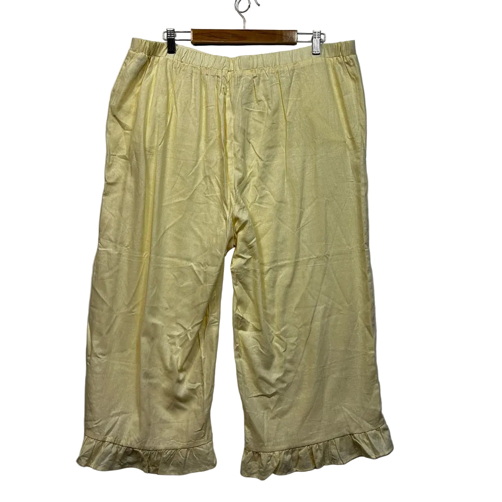 Suzanne Grae Yellow Linen Cropped Pants - Size 18