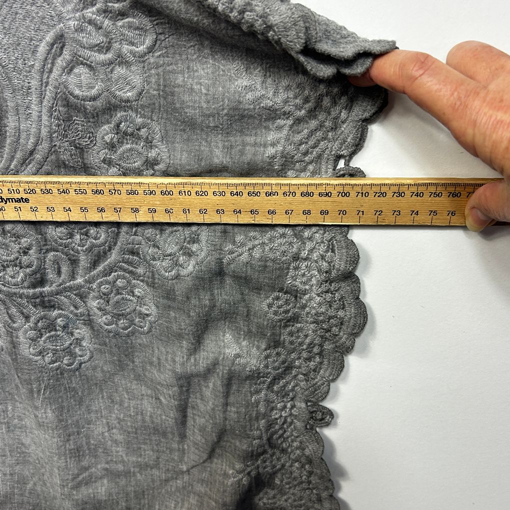 Grey Embroidered Boho Top - Size 14/16