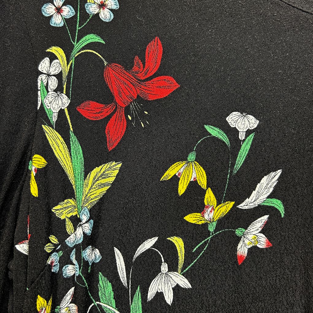 Beme Black Floral Bell Sleeve Top - Size 14