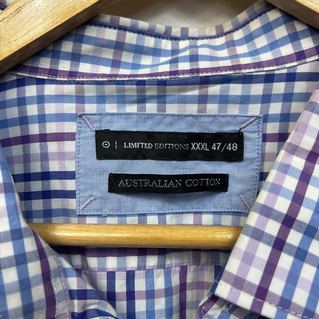 Target Blue Check Cotton Long Sleeve Mens Shirt - Size XXXL