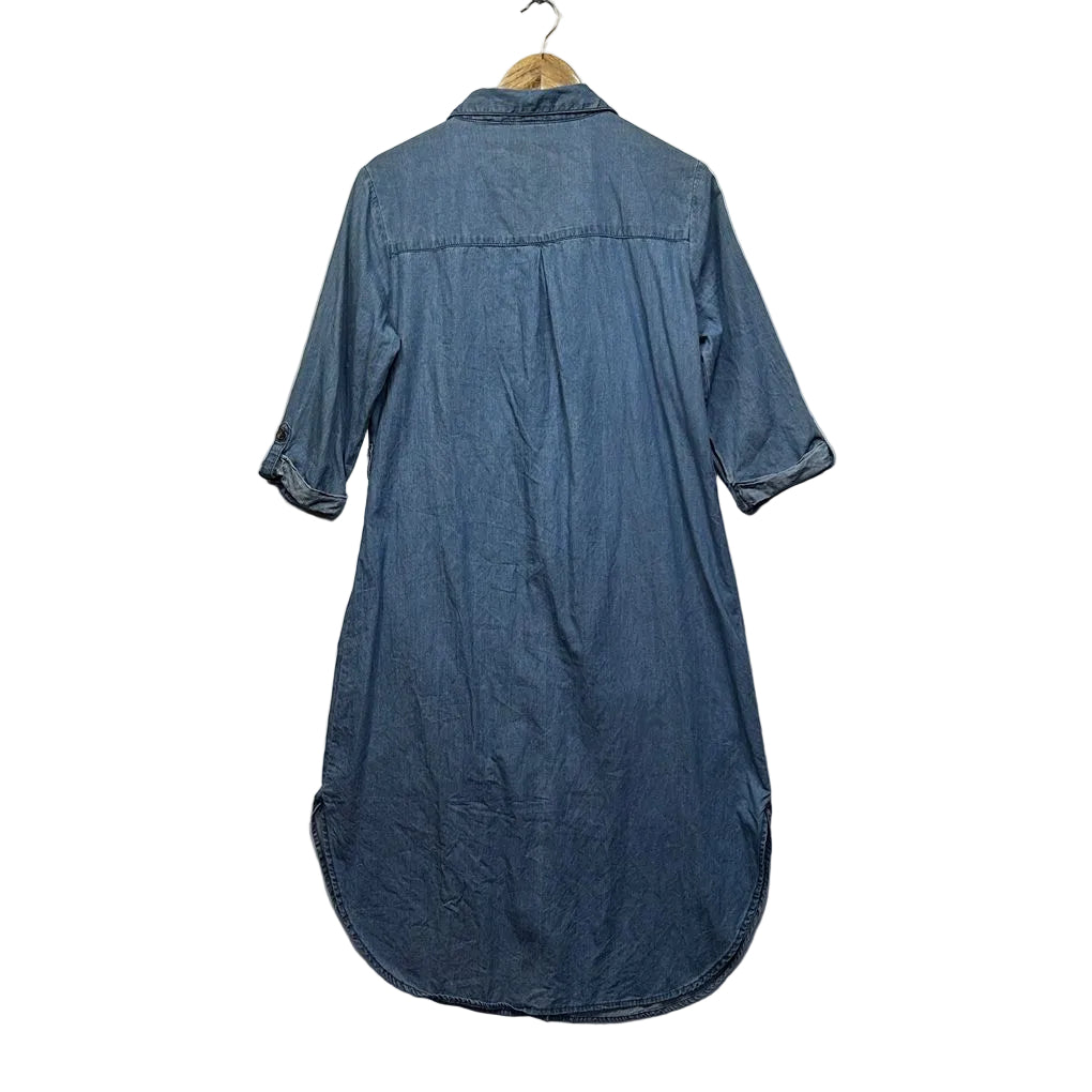 Clothing & Co Blue Chambray Cotton Shirt Dress - Size 14