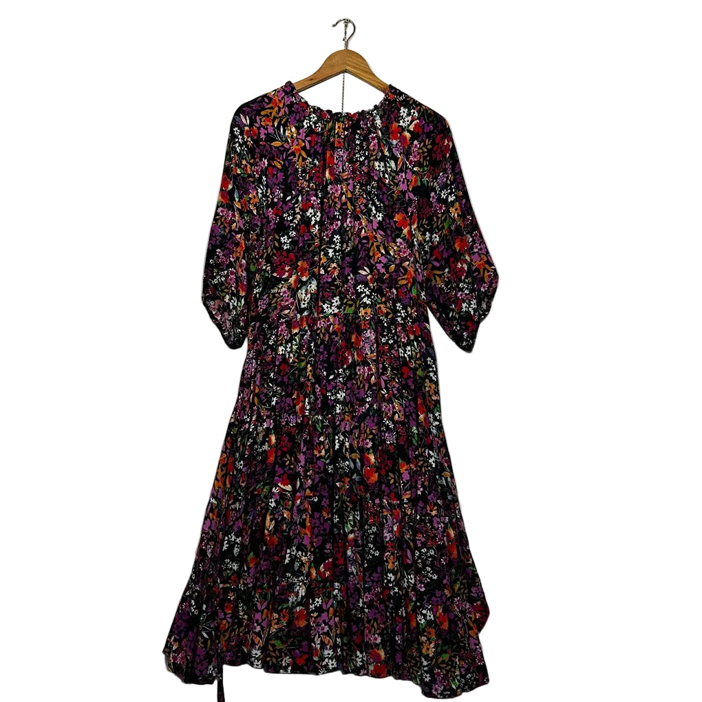 Label of Love Black Floral Midi Dress - Size L
