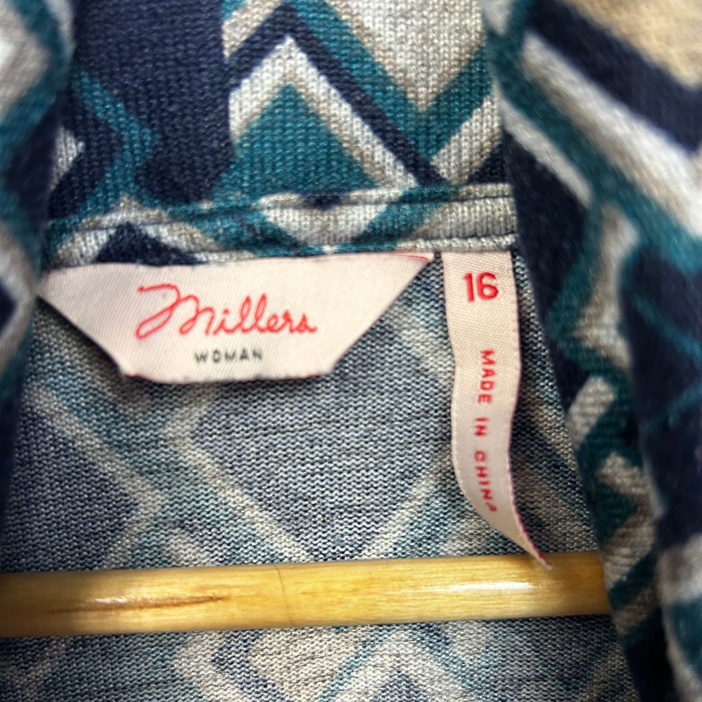 Millers Navy Geometric Top - Size 16