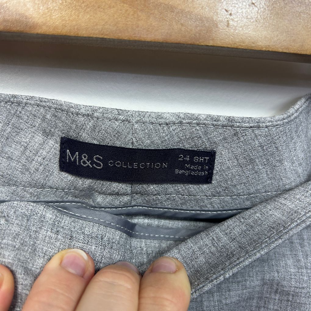 M&S Grey Plus Size Grey Womens Pants - Size 24 Short