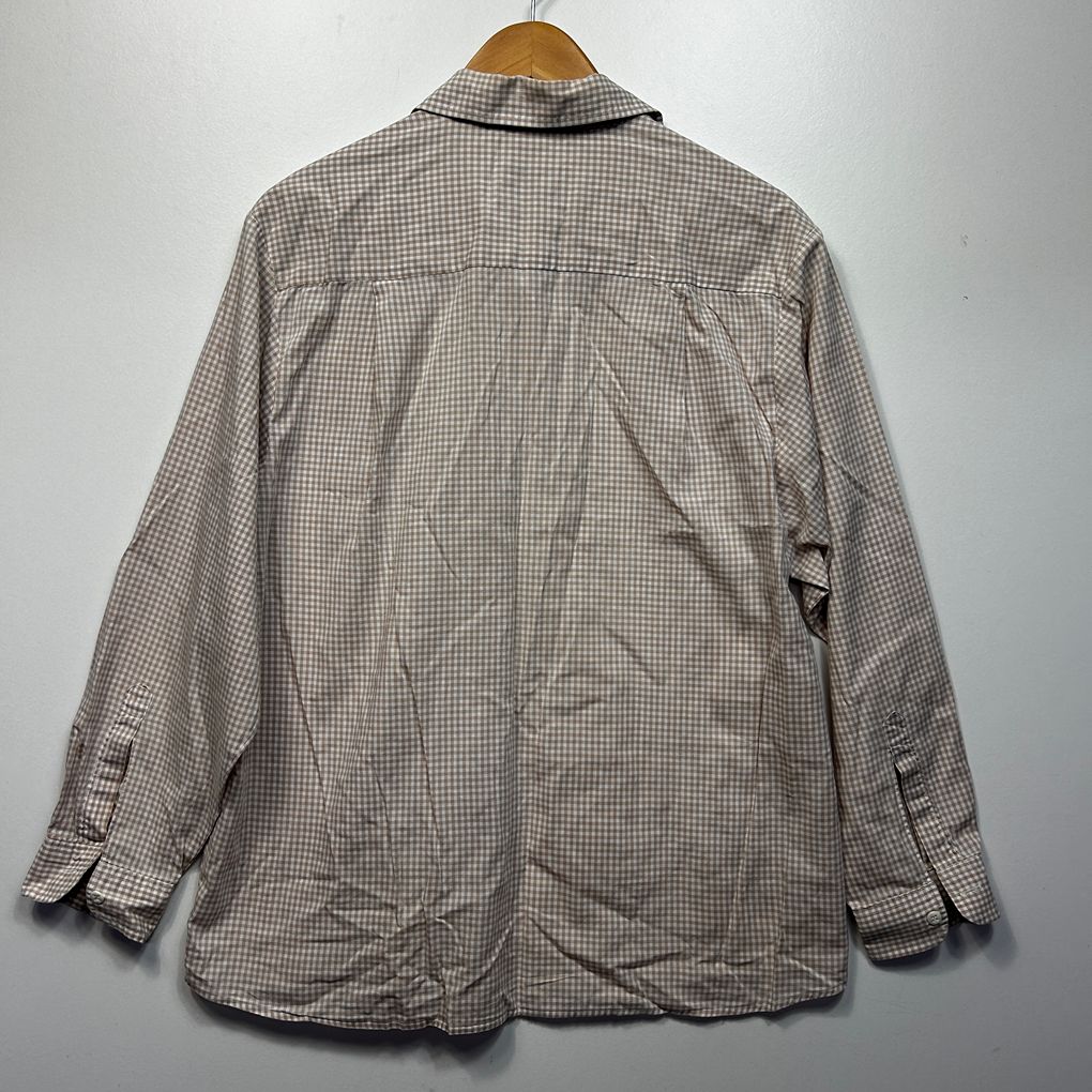 Vintage Gloster Beige Cottagecore Gingham Check Cotton Top - Size 16