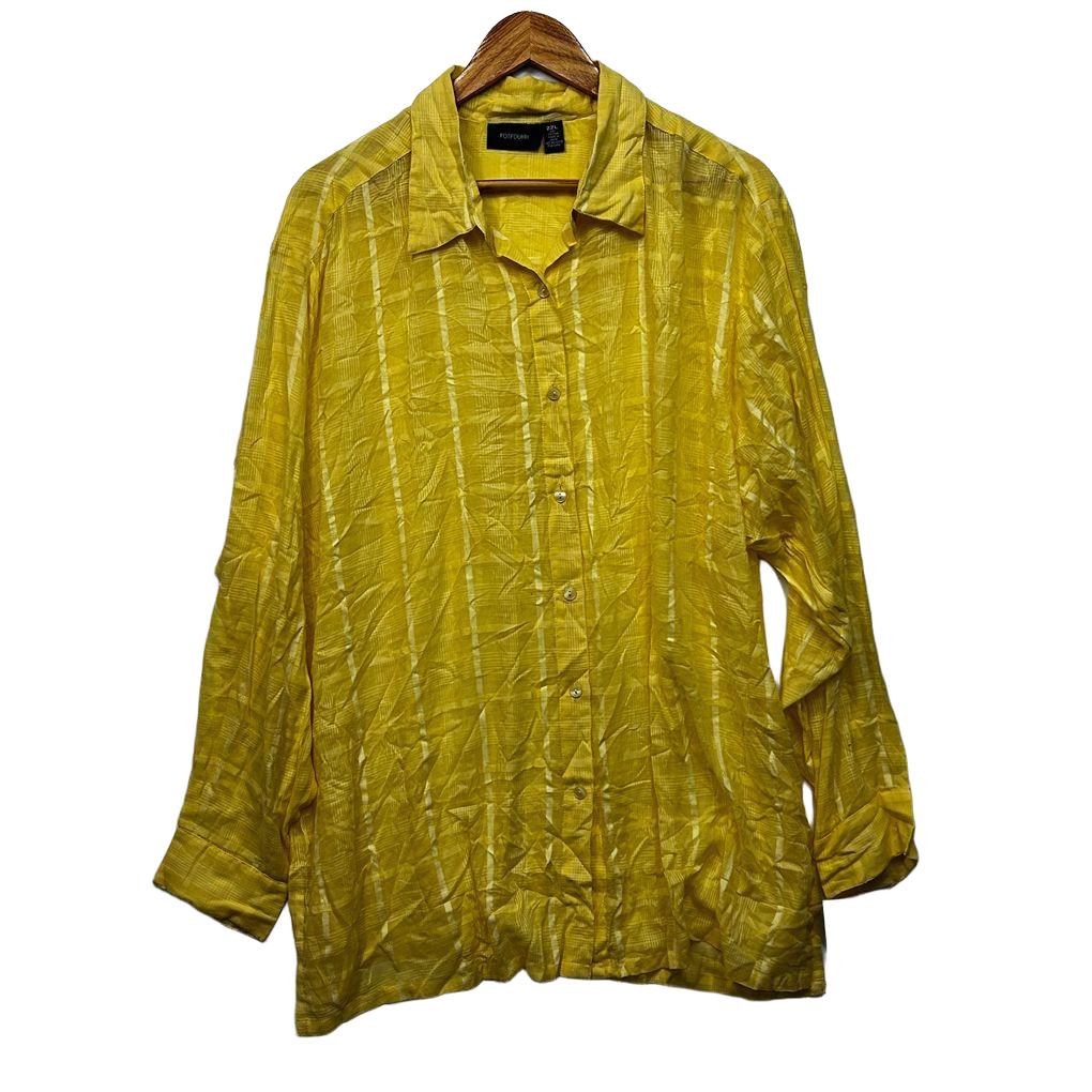 Potpourri Yellow Plus Size Cotton Shirt - Size 22L
