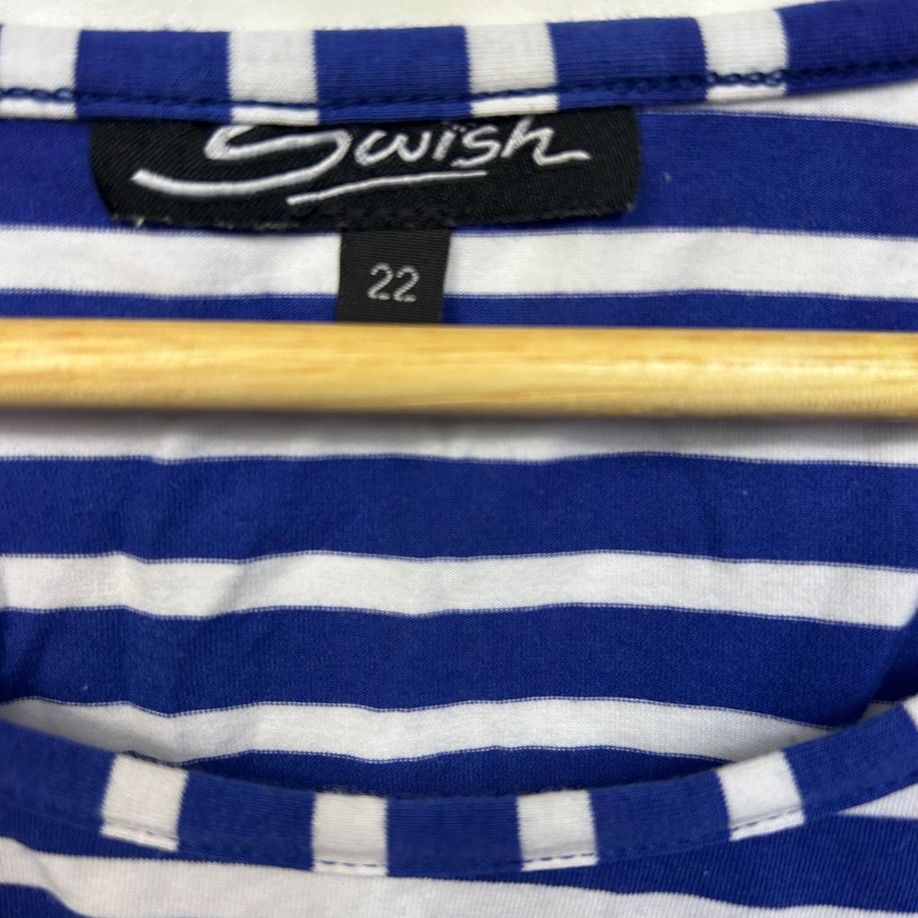 Swish Blue and White Stripe Cotton Top - Size 22