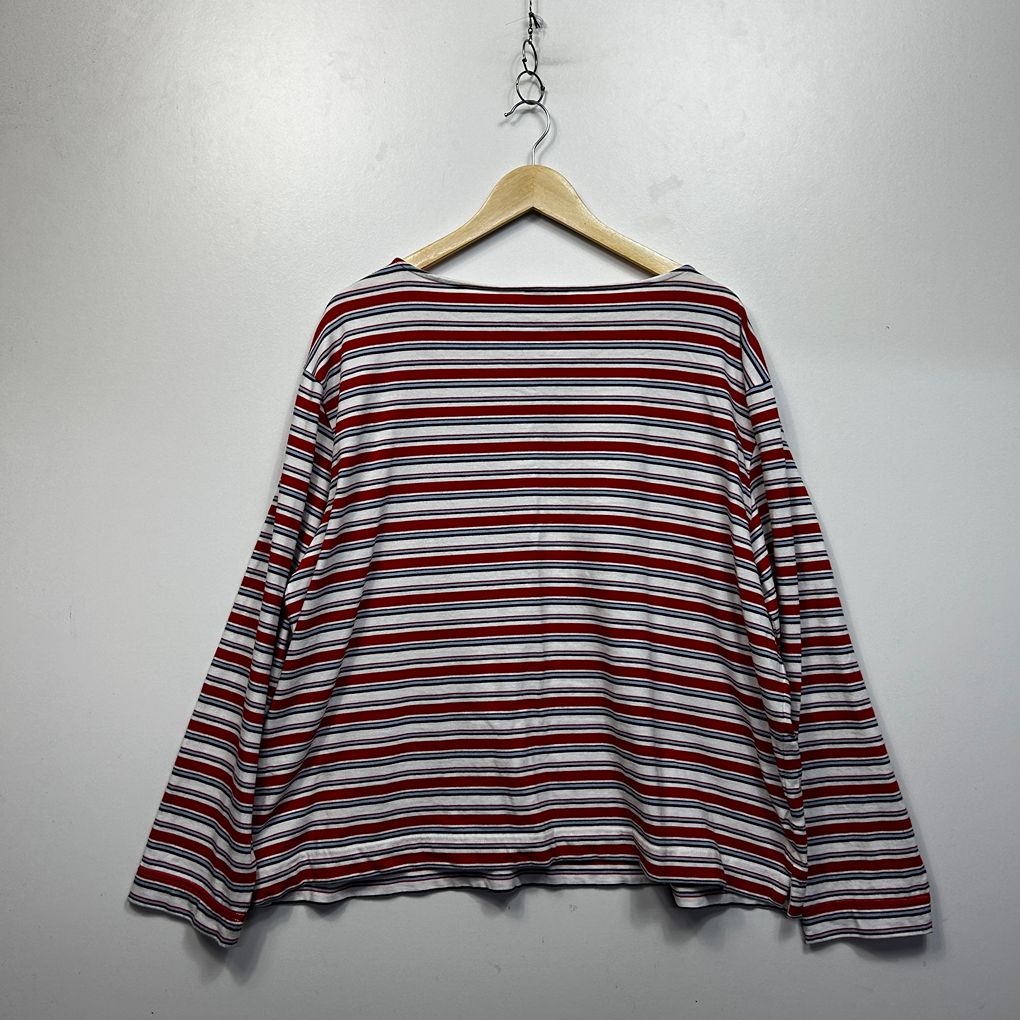 Sussan Red Striped Plus Size Cotton Long Sleeve Top - Size XXXL