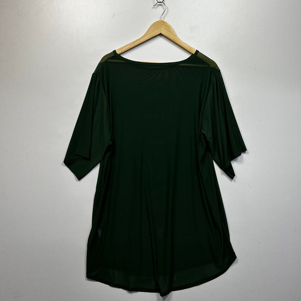 Exotica Green Plus Size Sheer Mesh Top - Size XXL