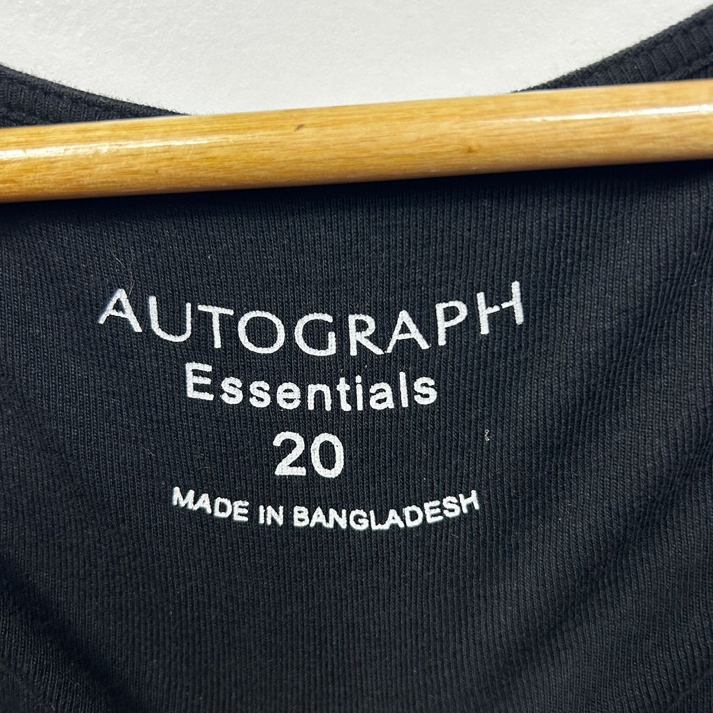Autograph Black Plus Size Cotton T-Shirt - Size 20